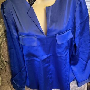 Jones New York Vibrant Blue Satin Top